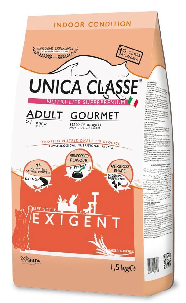 Сухой корм для взрослых привередливых кошек Unica Classe Adult Gourmet Exigent (Лосось)